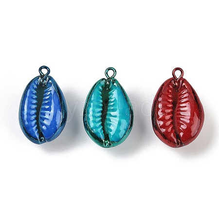 Spray Painted Natural Cowrie Shell Pendants SHEL-K006-49-1