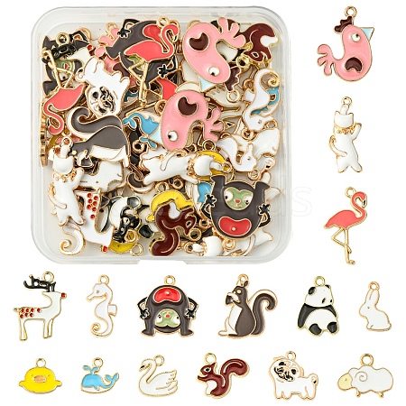 60Pcs 15 Styles Alloy Enamel Pendants FIND-FS0002-77-1