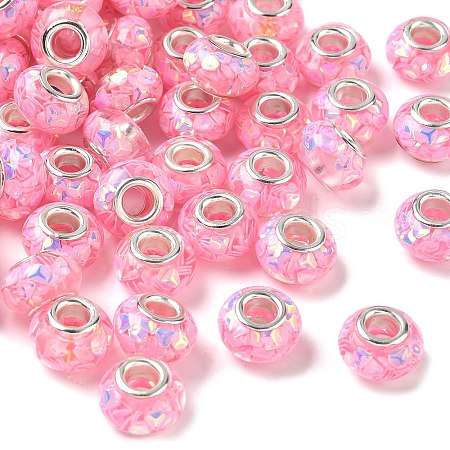Transparent Resin Rondelle European Beads RESI-S023-23-1