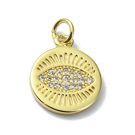 Eye Theme Brass Micro Pave Cubic Zirconia Pendants KK-H475-58G-01-1