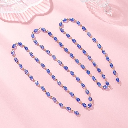 Oval Glass Beaded Link Chains AJEW-JB01471-01-1