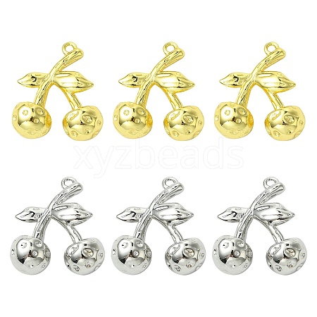 6Pcs 2 Colors Brass Pendants KK-CJ0003-12-1
