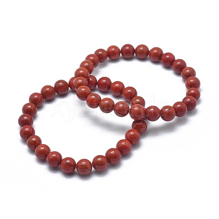 Natural Red Jasper Bead Stretch Bracelets BJEW-K212-C-012-1