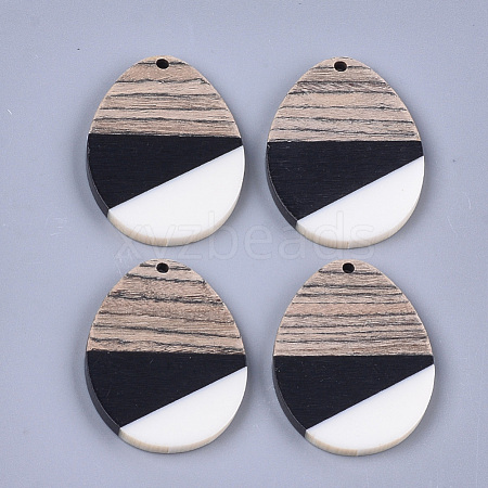 Tri-color Resin & Walnut Wood Pendants X-RESI-S358-73B-1