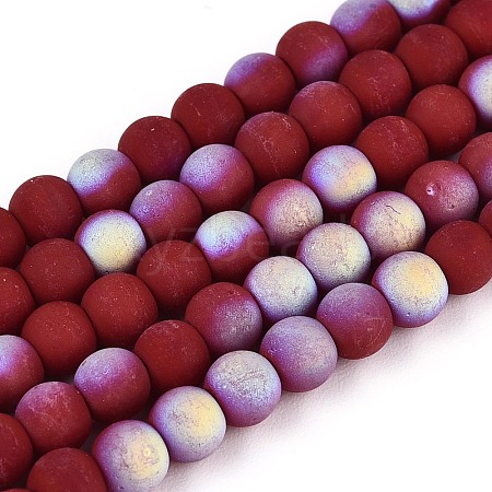 Frosted Opaque Glass Beads Strands GLAA-T032-P4mm-MBB05-1