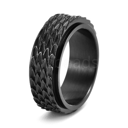 Grooved Feather Titanium Steel Rotating Finger Ring PW-WG72207-22-1