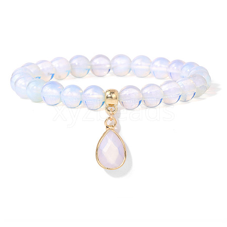 Synthetic Opalite Beaded Stretch Bracelets PW-WGB60EB-05-1