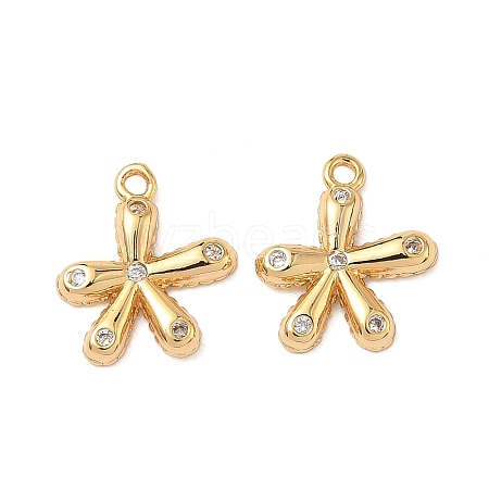 Brass Micro Pave Clear Cubic Zirconia Charms KK-B160-15G-1