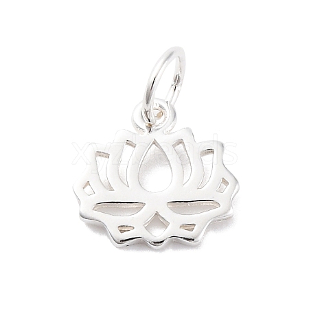 925 Sterling Silver Hollow Lotus Flower Charms STER-D301-01S-1