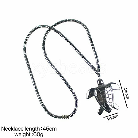 Vintage Synthetic Non-magnetic Hematite Pendant Column Beaded Necklaces IV0667-1-1