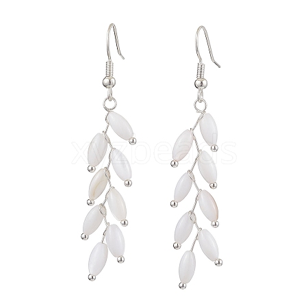 Dyed Natural Shell Beaded Dangle Earrings for Women EJEW-TA00549-1