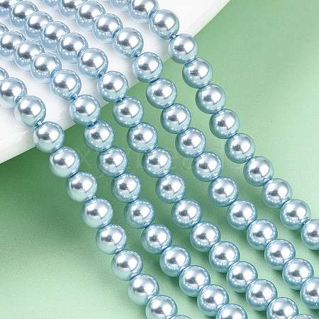 Baking Painted Pearlized Glass Pearl Bead Strands HY-N002-4mm-A05-1