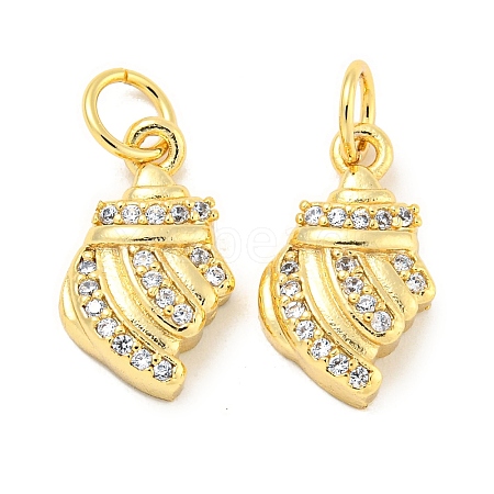 Rack Plating Brass Micro Pave Clear Cubic Zirconia Pendants KK-B093-18G-1