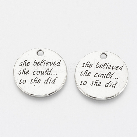 Tibetan Style Alloy Quote Pendants TIBE-Q085-06AS-LF-1