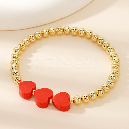 Bohemian Style Round Brass Beads Stretch Bracelets DP7684-2-1