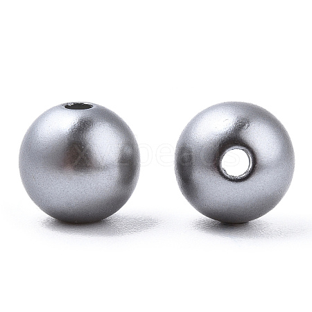Spray Painted ABS Plastic Imitation Pearl Beads OACR-T015-05B-02-1