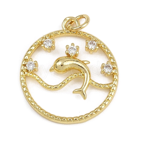 Brass Micro Pave Cubic Zirconia Pendants KK-Z123-12G-1