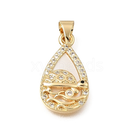 Brass Micro Pave Black Cubic Zirconia Pendants CU-CBAF50C-09G-1