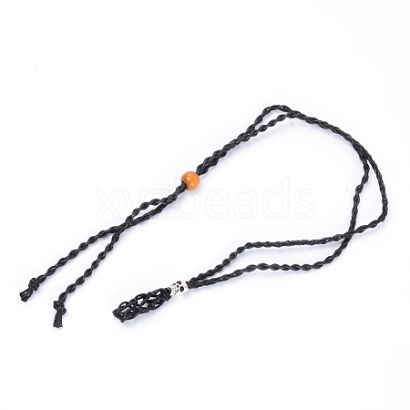 Adjustable Braided Waxed Cord Macrame Pouch Necklace Making MAK-WH0009-02A-1