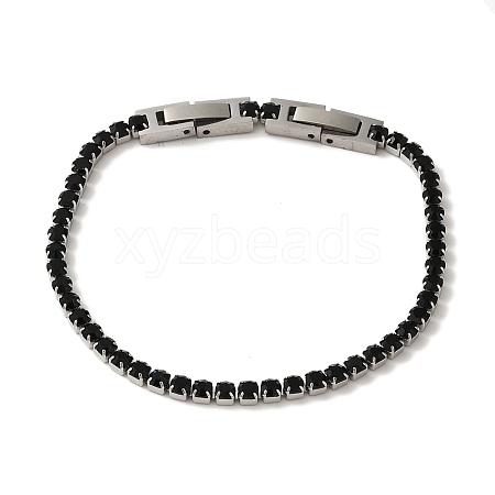 304 Stainless Steel Rhinestone Cup Chain Bracelets BJEW-S002-01E-1