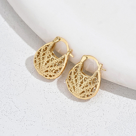 Brass Hollow Hoop Earrings for Women SE4999-1-1