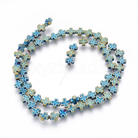 Electroplated Non-magnetic Synthetic Hematite Beads Strands G-P392-B03-1