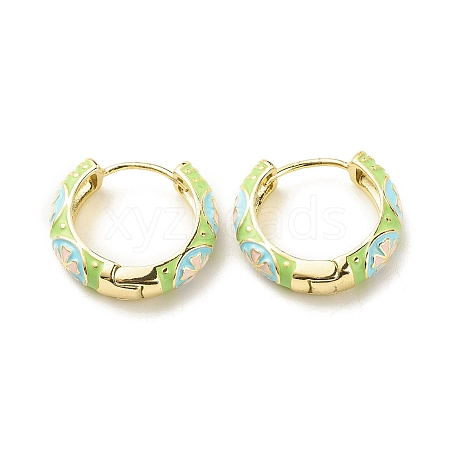 Flower Enamel Hoop Earrings LS-EJEW-G290-04G-A-1