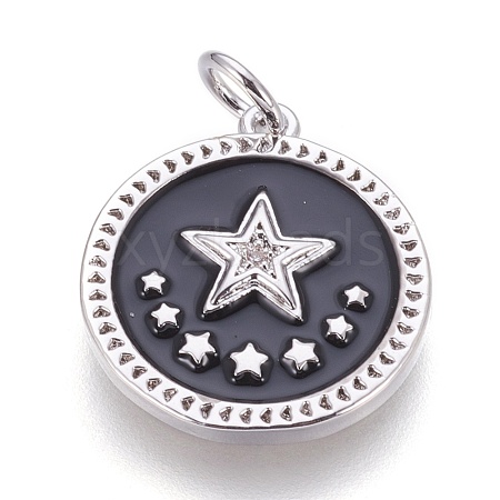 Brass Enamel Pentacle Pendants KK-O113-05C-P-1