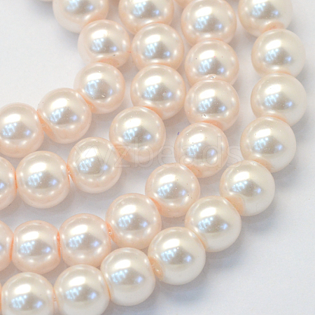 Baking Painted Pearlized Glass Pearl Round Bead Strands X-HY-Q003-6mm-41-1