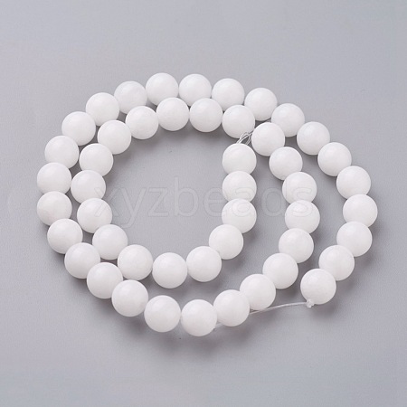 Natural White Jade Round Bead Strands G-N0120-50-8mm-1
