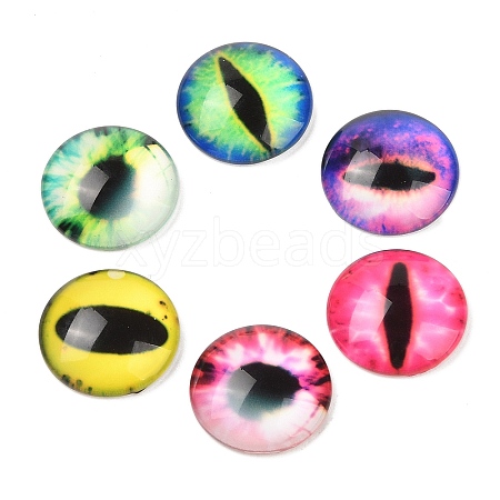 Half Round/Dome Dragon Eye Printed Glass Cabochons GGLA-A002-20mm-AB-1