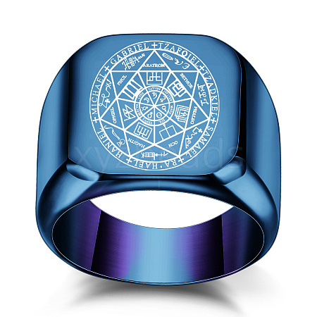 The Seven-Pointed Star Pattern 304 Stainless Steel Finger Rings FS-WGB7142-01-1