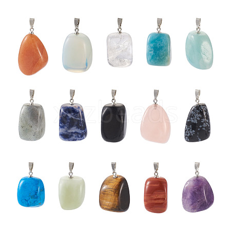 Natural & Synthetic Mixed Gemstone Pendants G-TA0001-11-1