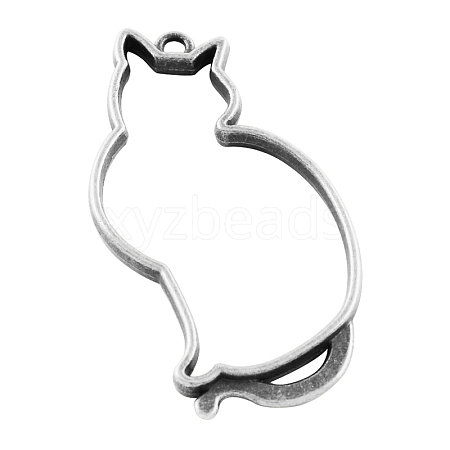 Tibetan Style Alloy Kitten Open Back Bezel Pendants LS-TIBEP-5376-AS-LF-1