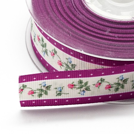 Flower Printed Grosgrain Ribbons ORIB-L004-04-1