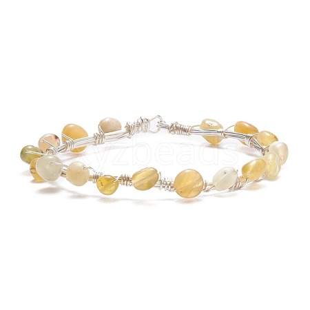 Natural Yellow Opal Braided Beaded Bracelet BJEW-JB07998-05-1