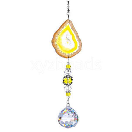 Agate & Crystal Glass Sun Catcher Pendant PW-WGFC2EE-01-1