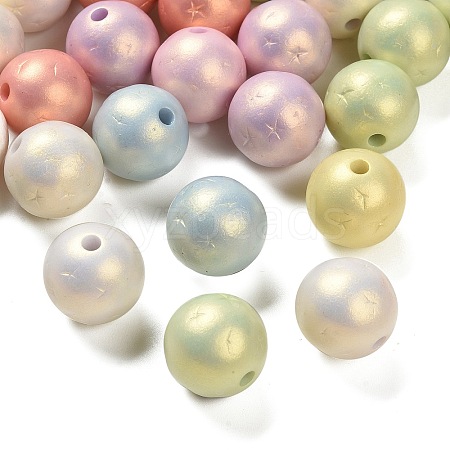 UV Plating & Spray Painted Opaque Acrylic Beads OACR-G047-01-1