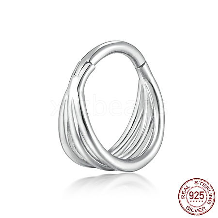 Anti-Tarnish Rhodium Plated 925 Sterling Silver Triple Rings Hoop Earrings for Women IG8200-2-1