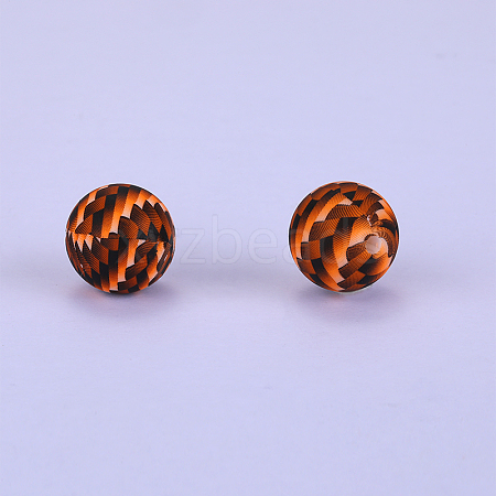 Printed Round Silicone Focal Beads SI-JX0056A-207-1