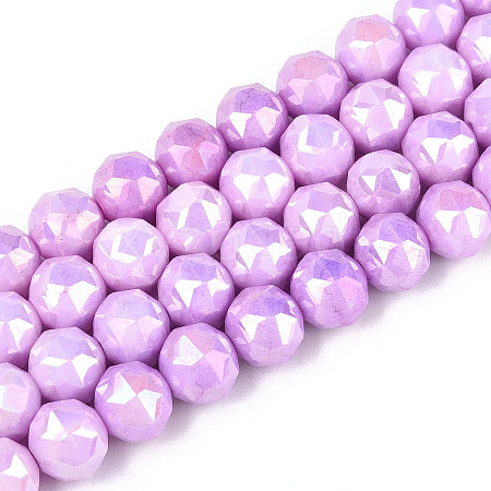 Anti-Tarnish Electroplate Glass Beads Strands X-GLAA-N010-10mm-07-1