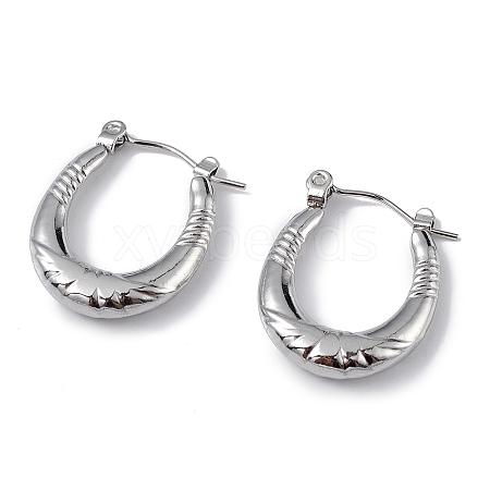 304 Stainless Steel Oval Hoop Earrings for Women EJEW-I284-09P-1