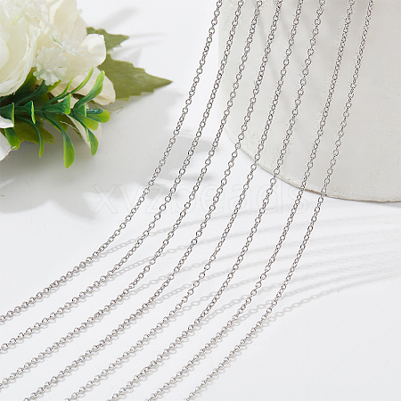  20Pcs 304 Stainless Steel Cable Chains Necklaces Set for Men Women NJEW-NB0001-10-1