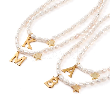 304 Stainless Steel Initial Pendant Necklaces NJEW-JN03296-1