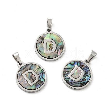 304 Stainless Steel with Paua Shell Pendants STAS-G268-02D-P-1