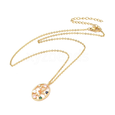 Colorful Cubic Zirconia Constellation Pendant Necklace NJEW-H166-01L-1