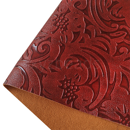 Embossed Flower Pattern Imitation Leather Fabric PW-WG18445-06-1