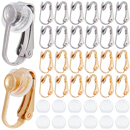 SOFPLATE 40Pcs 2 Colors 304 Stainless Steel Clip-on Earring Findings STAS-SP0001-22-1