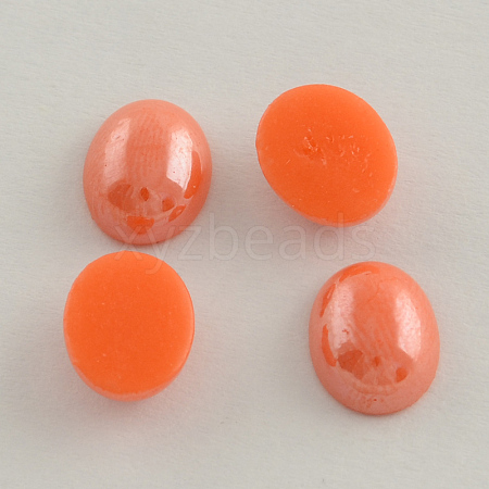 Pearlized Plated Opaque Glass Cabochons X-PORC-S804-10x14-04-1