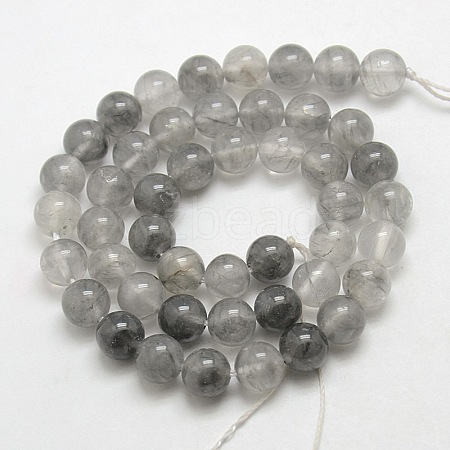 Natural Gemstone Cloudy Quartz Round Bead Strands X-G-O021-8mm-03B-1